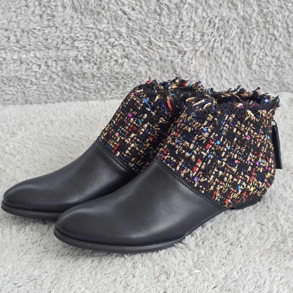 ALL BLACK Women Colorful Tweed Leather Ankle Boots Booties EU 36 5.5-6 NEW